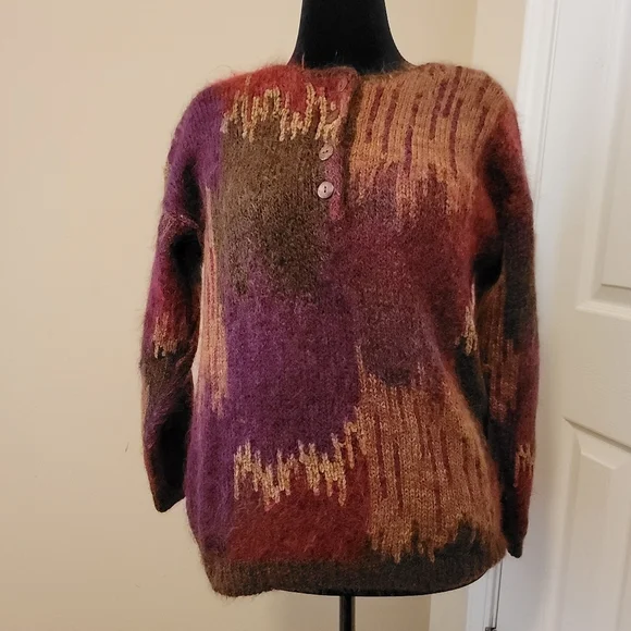 Jeanne Pierre Mohair Pullover Multicolor Design Oversized Vintage Sweater Size M - Picture 6 of 7